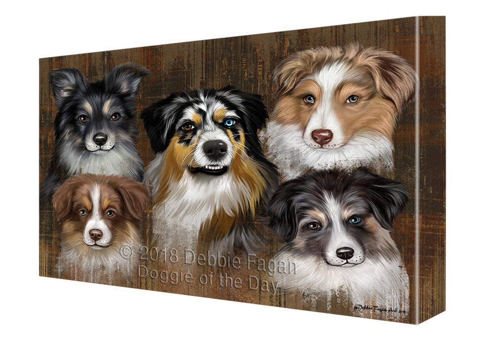 Rustic 5 Australian Shepherds Dog Canvas Wall Art CVS61482