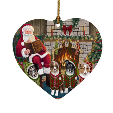 Christmas Cozy Holiday Tails Australian Shepherds Dog Heart Christmas Ornament HPOR55449