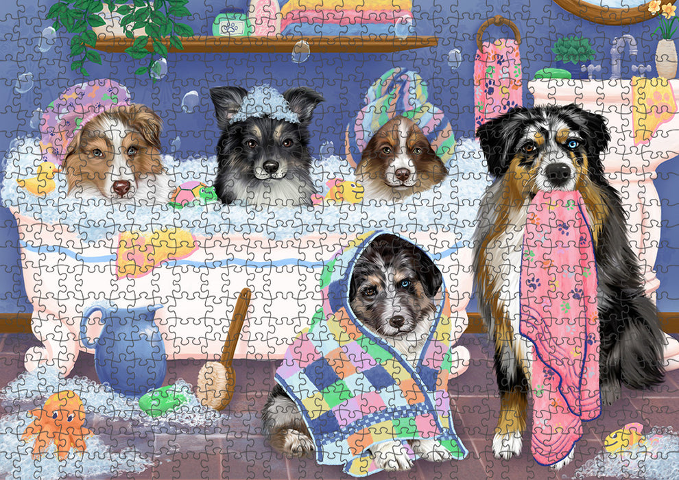 Rub A Dub Dogs In A Tub Australian Shepherds Dog Puzzle  PUZL95228