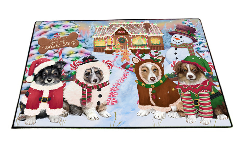 Holiday Gingerbread Cookie Shop Australian Shepherds Dog Floormat FLMS53121