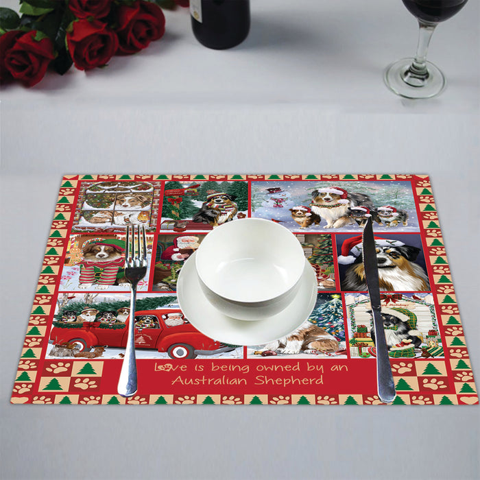 Love is Being Owned Christmas Australian Shepherd Dogs Placemat