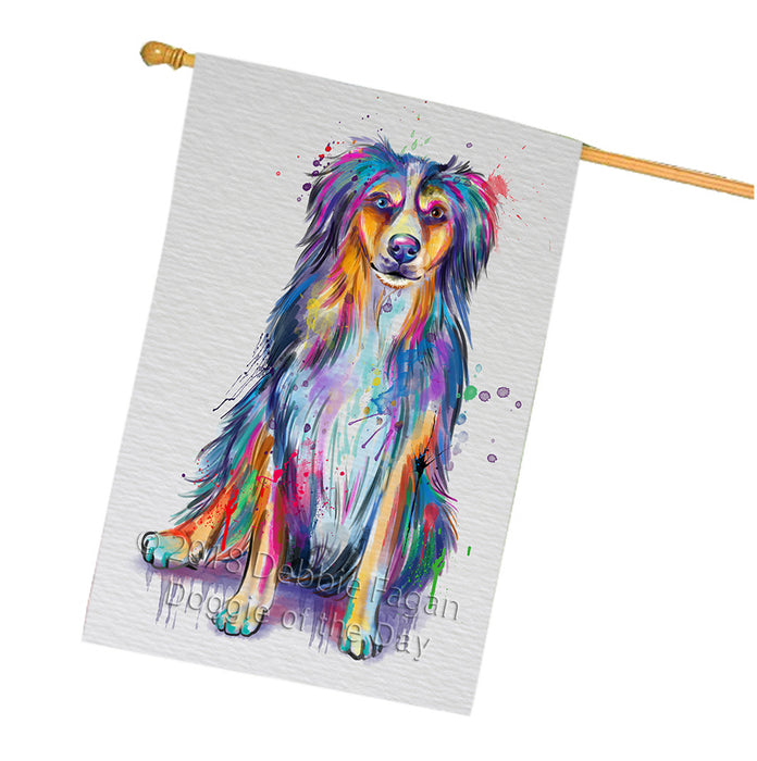 Watercolor Australian Shepherd Dog House Flag FLG65094