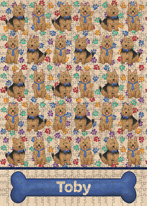 Rainbow Paw Print Australian Terrier Dogs Puzzle with Photo Tin PUZL97528