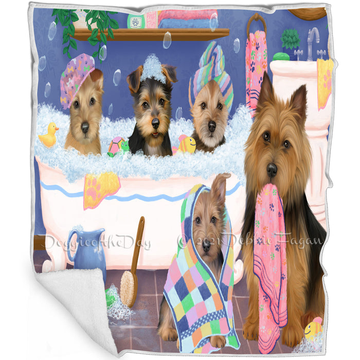 Rub A Dub Dogs In A Tub Australian Terriers Dog Blanket BLNKT130242