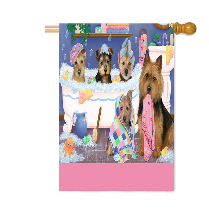 Personalized Rub A Dub Dogs In A Tub Australian Terrier Dogs Custom House Flag FLG64310