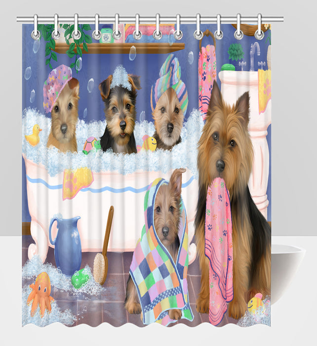 Rub A Dub Dogs In A Tub Australian Terrier Dogs Shower Curtain