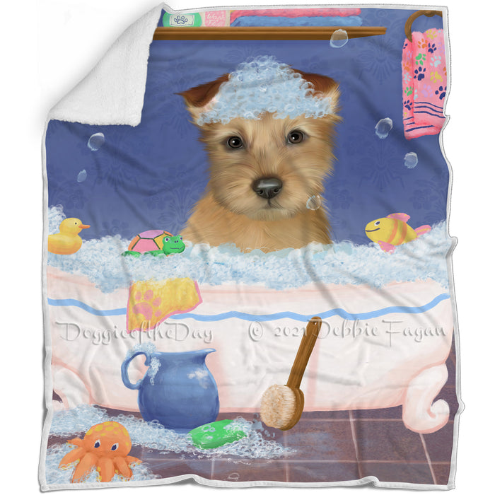 Rub A Dub Dog In A Tub Australian Terrier Dog Blanket BLNKT142998