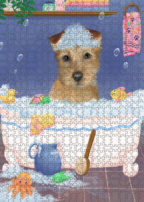 Rub A Dub Dog In A Tub Australian Terrier Dog Portrait Jigsaw Puzzle for Adults Animal Interlocking Puzzle Game Unique Gift for Dog Lover's with Metal Tin Box PZL210