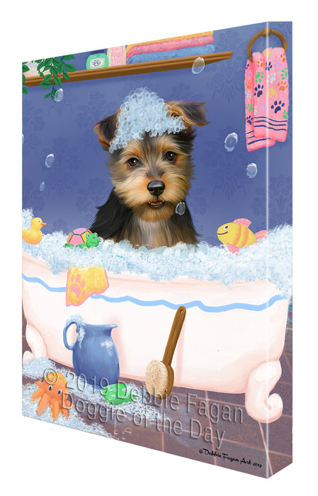 Rub A Dub Dog In A Tub Australian Terrier Dog Canvas Print Wall Art Décor CVS142199