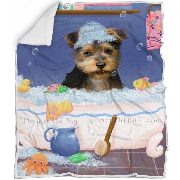 Rub A Dub Dog In A Tub Australian Terrier Dog Blanket BLNKT142999