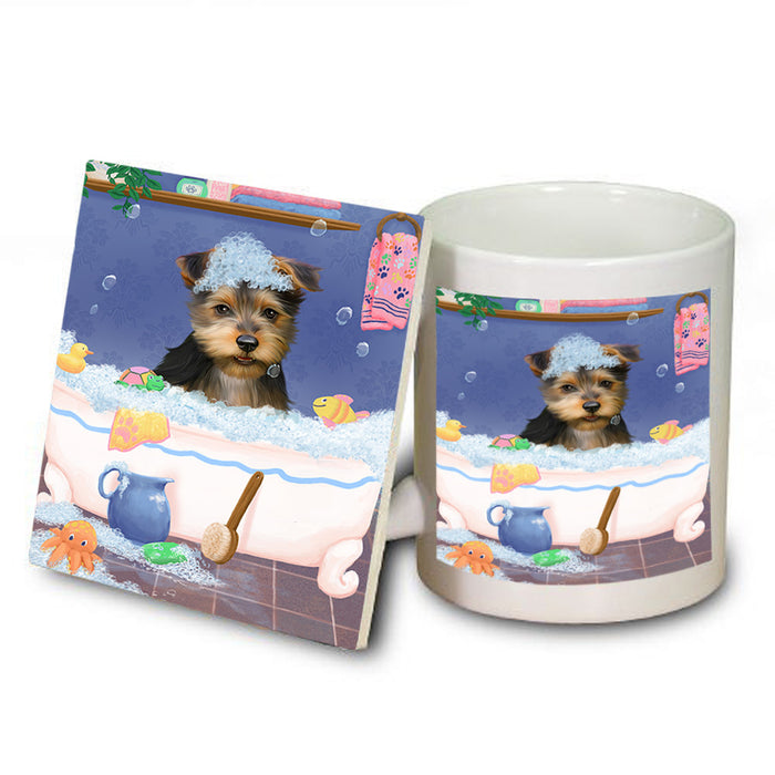 Rub A Dub Dog In A Tub Australian Terrier Dog Mug and Coaster Set MUC57291