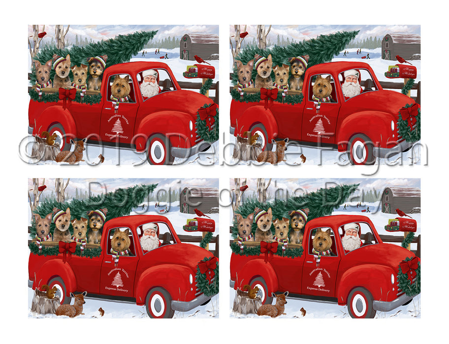 Christmas Santa Express Delivery Red Truck Australian Terrier Dogs Placemat