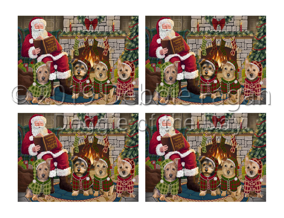 Christmas Cozy Holiday Fire Tails Australian Terrier Dogs Placemat