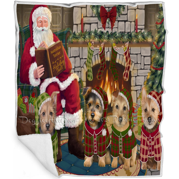 Christmas Cozy Holiday Tails Australian Terriers Dog Blanket BLNKT115266