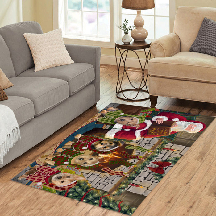Christmas Cozy Holiday Fire Tails Australian Terrier Dogs Area Rug