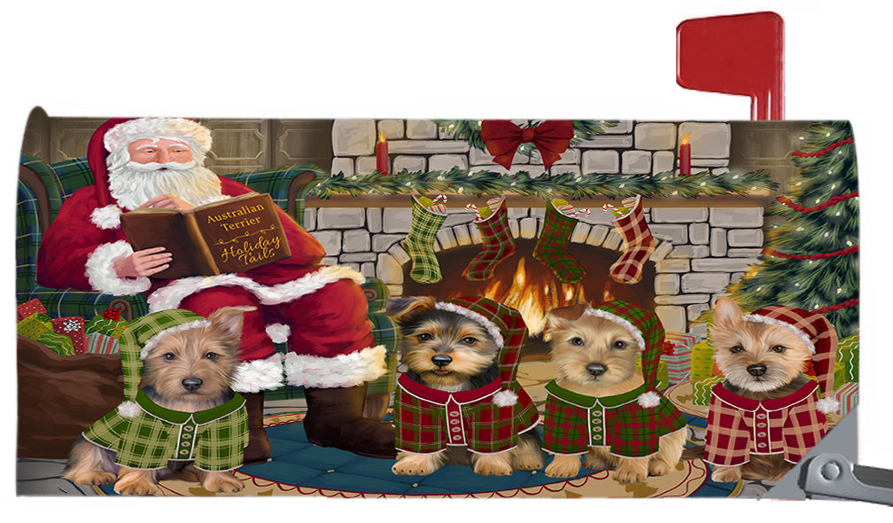 Christmas Cozy Holiday Fire Tails Australian Terrier Dogs 6.5 x 19 Inches Magnetic Mailbox Cover Post Box Cover Wraps Garden Yard Décor MBC48872