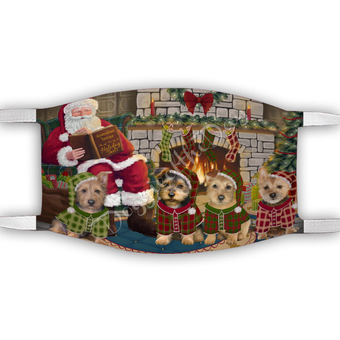 Christmas Cozy Holiday Fire Tails Australian Terrier Dogs Face Mask FM48601