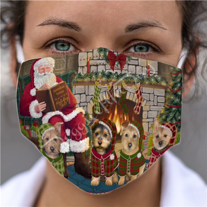 Christmas Cozy Holiday Fire Tails Australian Terrier Dogs Face Mask FM48601
