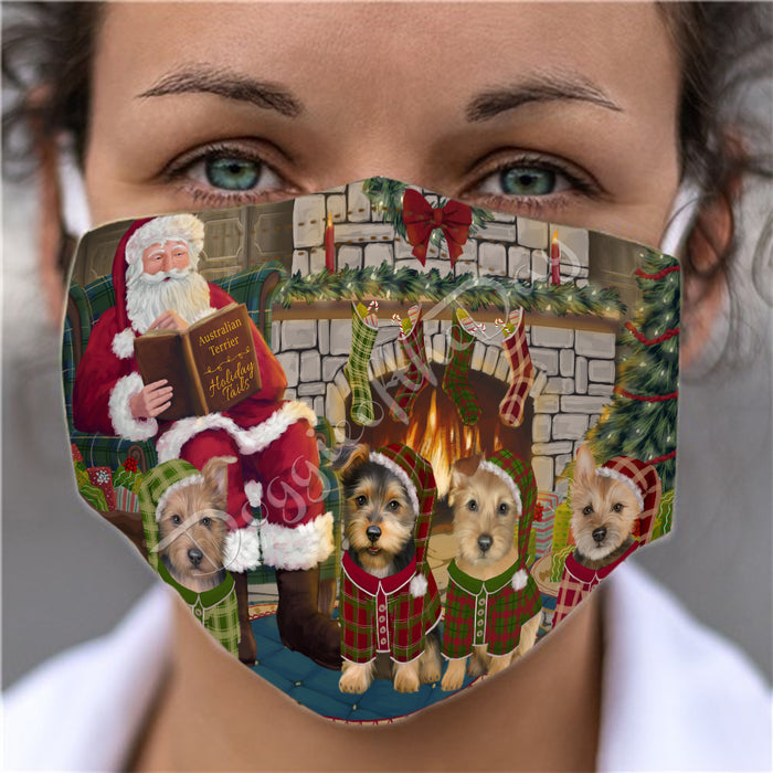 Christmas Cozy Holiday Fire Tails Australian Terrier Dogs Face Mask FM48601