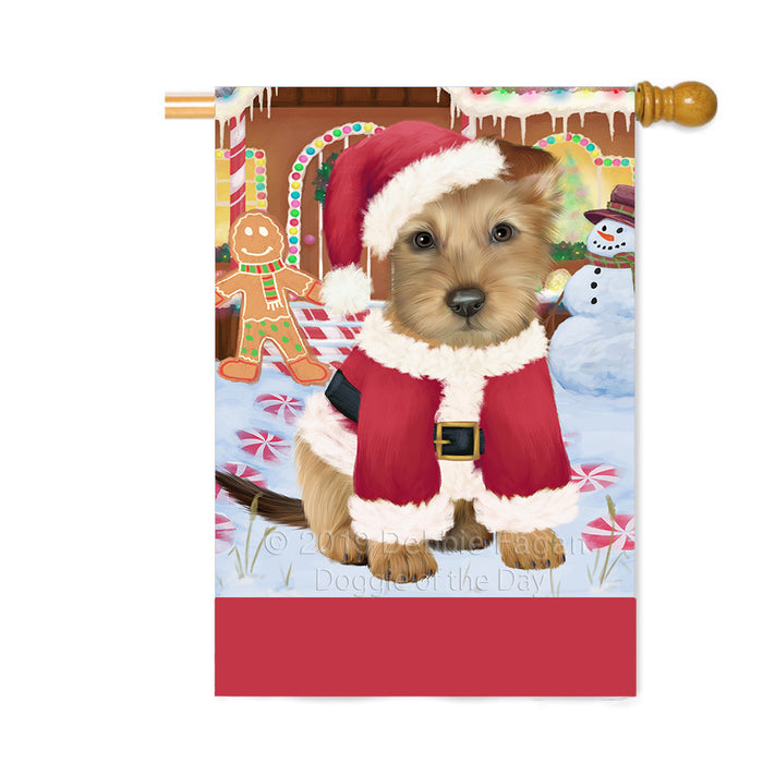 Personalized Gingerbread Candyfest Australian Terrier Dog Custom House Flag FLG63701