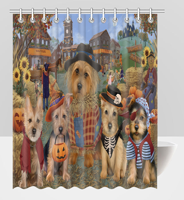 Halloween 'Round Town Australian Terrier Dogs Shower Curtain