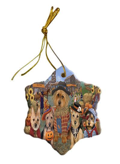 Halloween 'Round Town Australian Terrier Dogs Star Porcelain Ornament SPOR57466