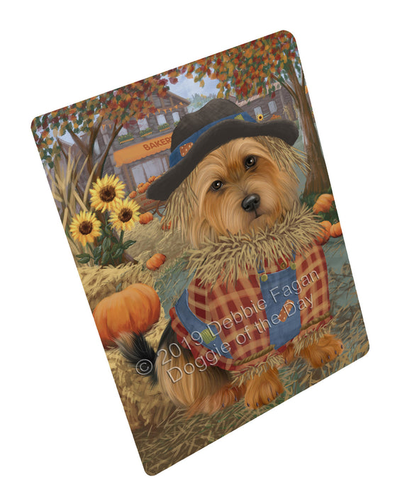 Halloween 'Round Town And Fall Pumpkin Scarecrow Both Australian Terrier Dogs Magnet MAG77212 (Small 5.5" x 4.25")