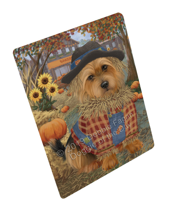 Halloween 'Round Town And Fall Pumpkin Scarecrow Both Australian Terrier Dogs Cutting Board C77212