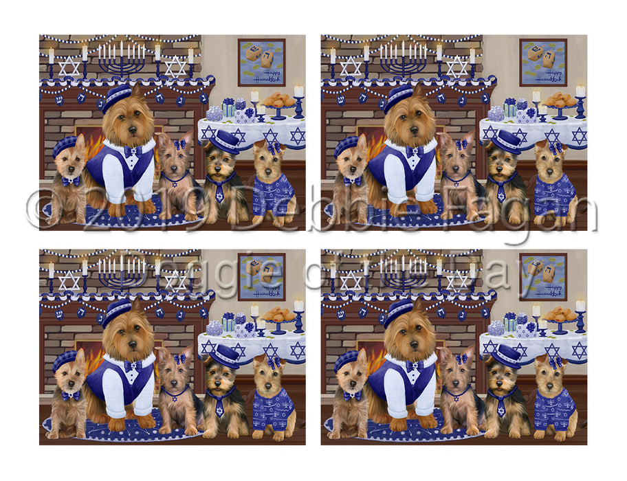 Happy Hanukkah Family Australian Terrier Dogs Placemat