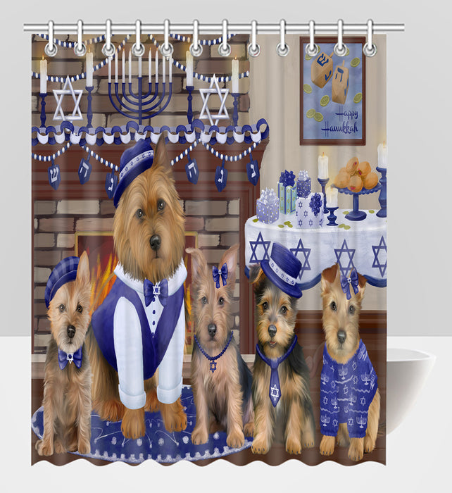 Happy Hanukkah Family Australian Terrier Dogs Shower Curtain