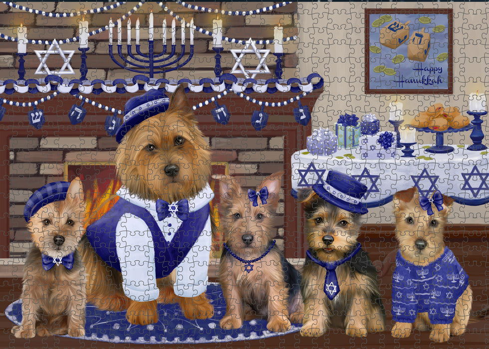 Happy Hanukkah Family and Happy Hanukkah Both Australian Terrier Dogs Puzzle  PUZL96660
