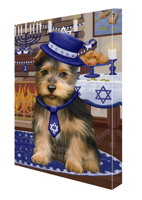 Happy Hanukkah Family and Happy Hanukkah Both Australian Terrier Dog Canvas Print Wall Art Décor CVS140381