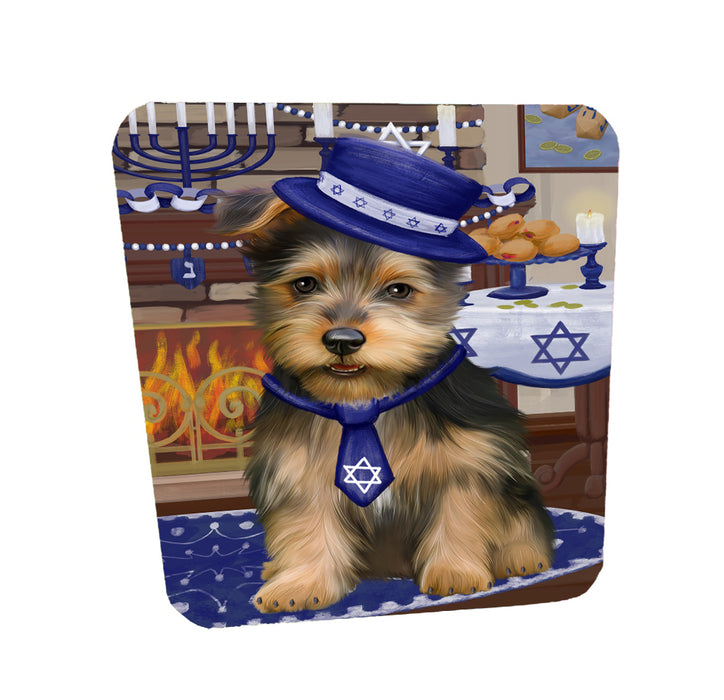 Happy Hanukkah Family Australian Shepherd Dogs Coasters Set of 4 CSTA57599