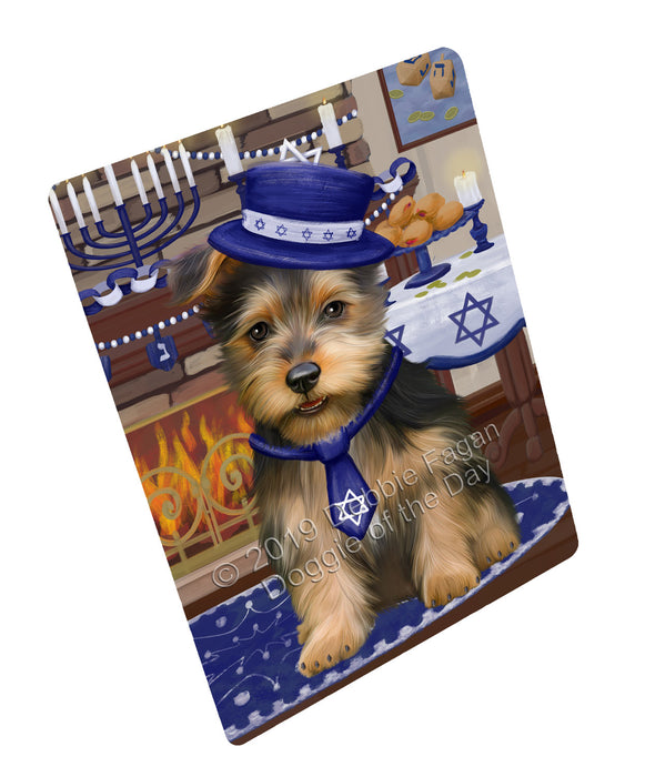 Happy Hanukkah Family and Happy Hanukkah Both Australian Terrier Dog Magnet MAG77395 (Small 5.5" x 4.25")