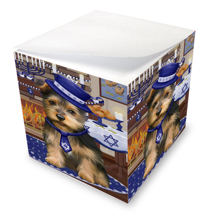 Happy Hanukkah Family Australian Terrier Dogs note cube NOC-DOTD-A56672