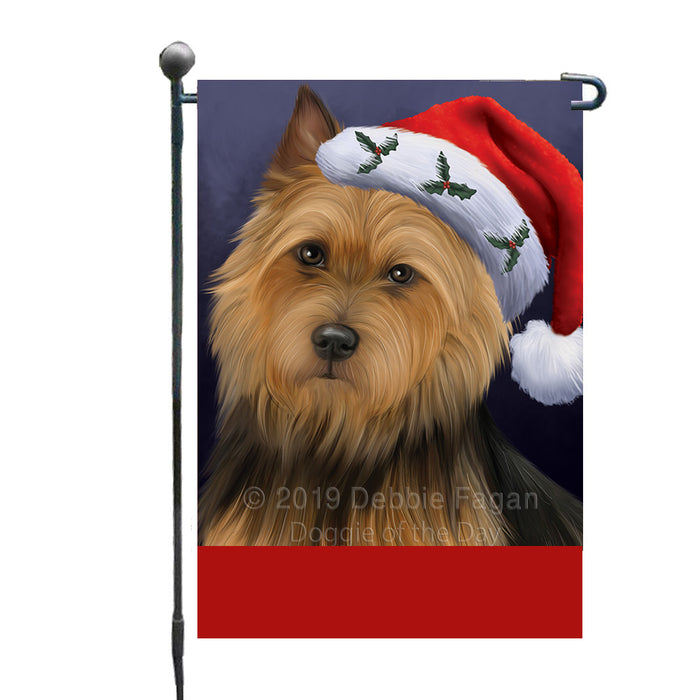 Personalized Christmas Holidays Australian Terrier Dog Wearing Santa Hat Portrait Head Custom Garden Flags GFLG-DOTD-A59797