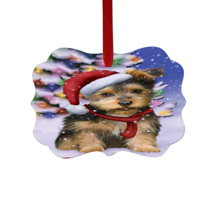 Winterland Wonderland Australian Terrier Dog In Christmas Holiday Scenic Background Double-Sided Photo Benelux Christmas Ornament LOR49507