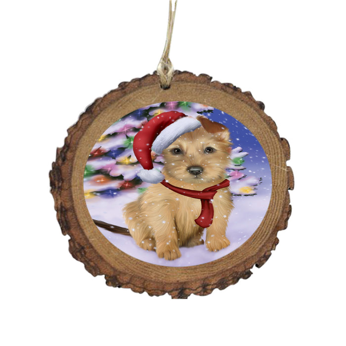 Winterland Wonderland Australian Terrier Dog In Christmas Holiday Scenic Background Wooden Christmas Ornament WOR49506