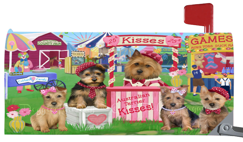 Carnival Kissing Booth Australian Terrier Dogs Magnetic Mailbox Cover Both Sides Pet Theme Printed Decorative Letter Box Wrap Case Postbox Thick Magnetic Vinyl Material