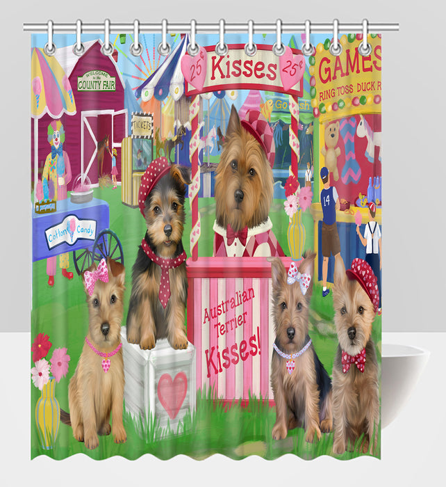 Carnival Kissing Booth Australian Terrier Dogs Shower Curtain