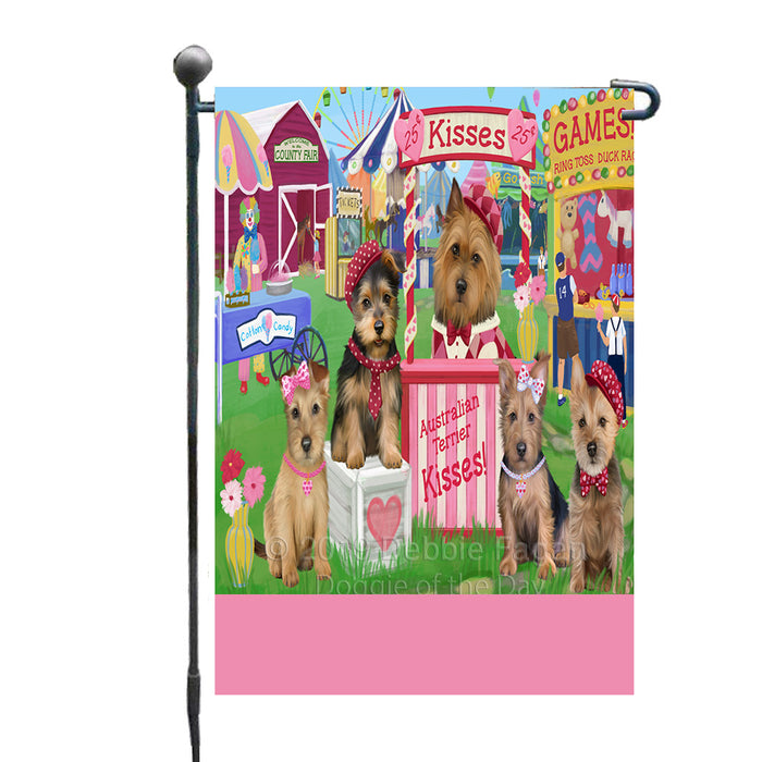 Personalized Carnival Kissing Booth Australian Terrier Dogs Custom Garden Flag GFLG64252