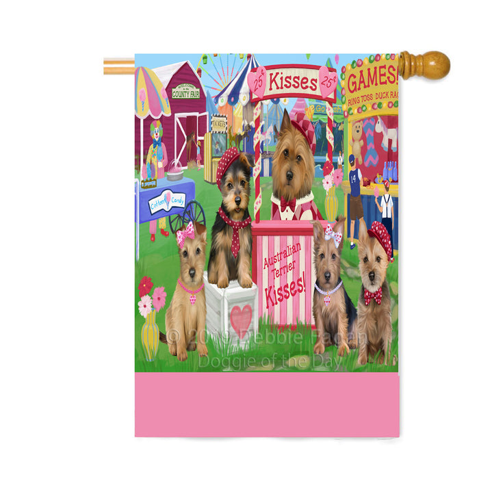 Personalized Carnival Kissing Booth Australian Terrier Dogs Custom House Flag FLG63576