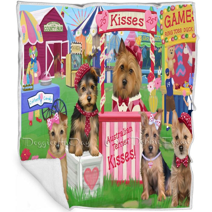 Carnival Kissing Booth Australian Terriers Dog Blanket BLNKT121422
