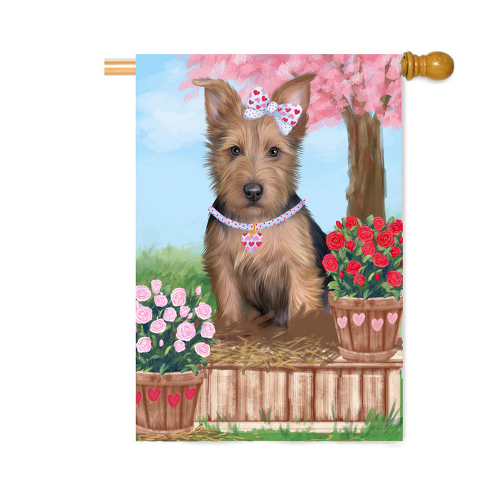 Personalized Rosie 25 Cent Kisses Australian Terrier Dog Custom House Flag FLG64783