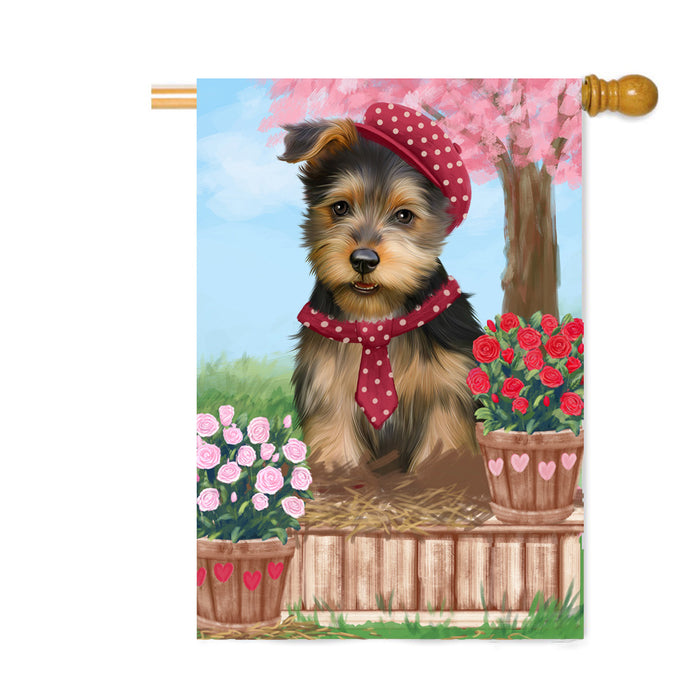 Personalized Rosie 25 Cent Kisses Australian Terrier Dog Custom House Flag FLG64784