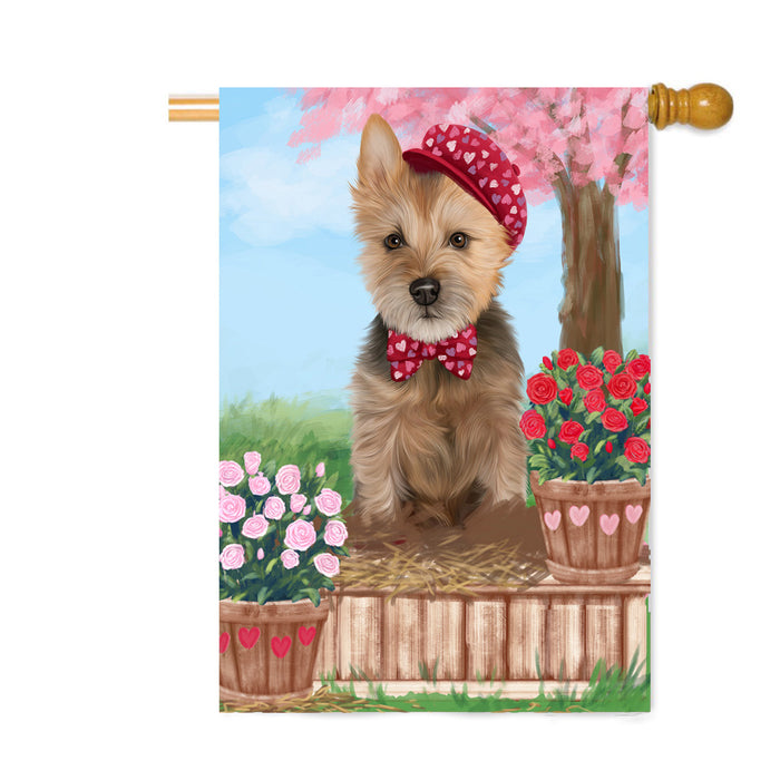 Personalized Rosie 25 Cent Kisses Australian Terrier Dog Custom House Flag FLG64785
