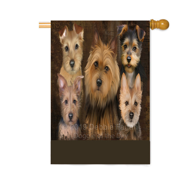 Personalized Rustic 5 Australian Terrier Dogs Custom House Flag FLG-DOTD-A62603
