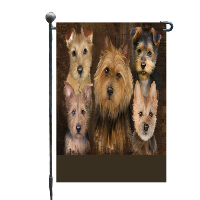 Personalized Rustic 5 Australian Terrier Dogs Custom Garden Flags GFLG-DOTD-A62547