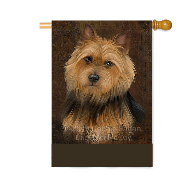 Personalized Rustic Australian Terrier Dog Custom House Flag FLG64489