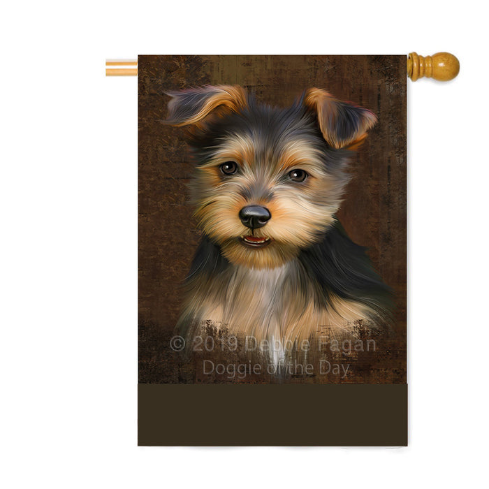 Personalized Rustic Australian Terrier Dog Custom House Flag FLG64491